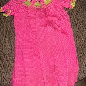 Pink Smocked Kids Casual Dress
